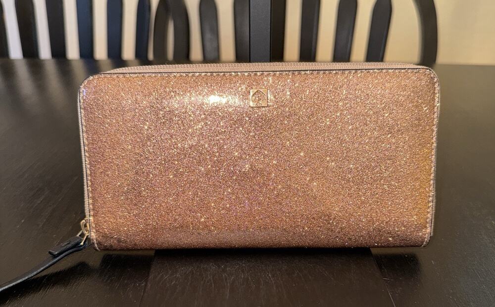 Kate Spade Mavis Street Neda Glitter Wallet Rose Gold